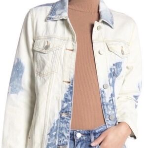 Blank NYC WESTERN COWBOY Denim Raw-Hem Tie Dye Bleached HIPPIE Jean Jacket SM